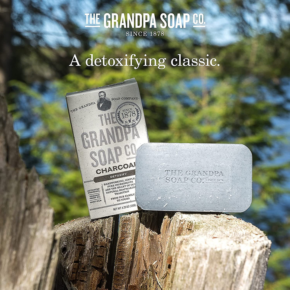 Grandpas Soap Co Face & Body Bar Soap, Charcoal, 4.25 Oz