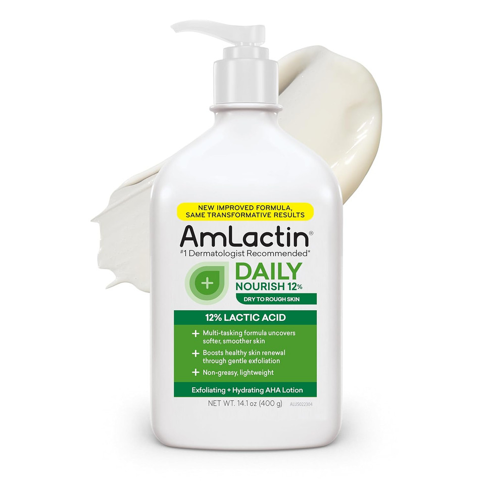 Amlactin Daily Nourish 12% - 14.1 Oz Body Lotion With 12% Lactic Acid & Intensive Healing Body Lotion For Dry Skin  7.9 Oz Pump Bottle