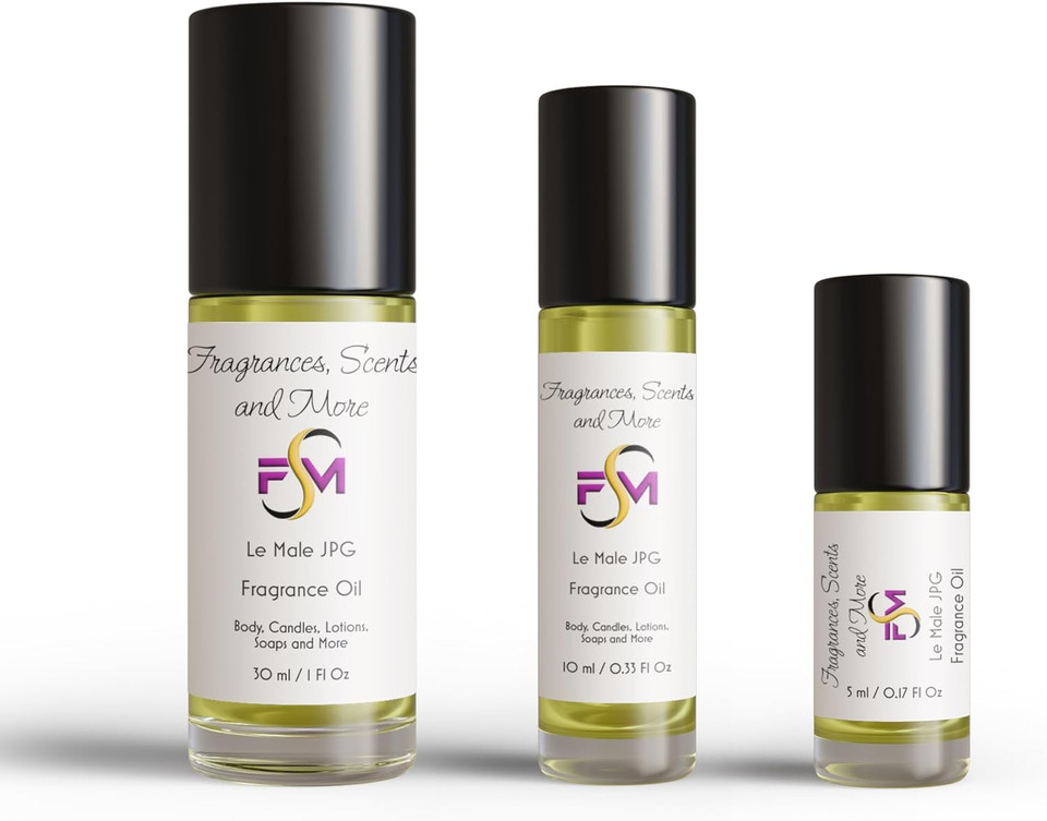 Le Male Jpg Fragrance Oil - 3 Bottles 0.33 Fl Oz Glass Roll On (10Ml)