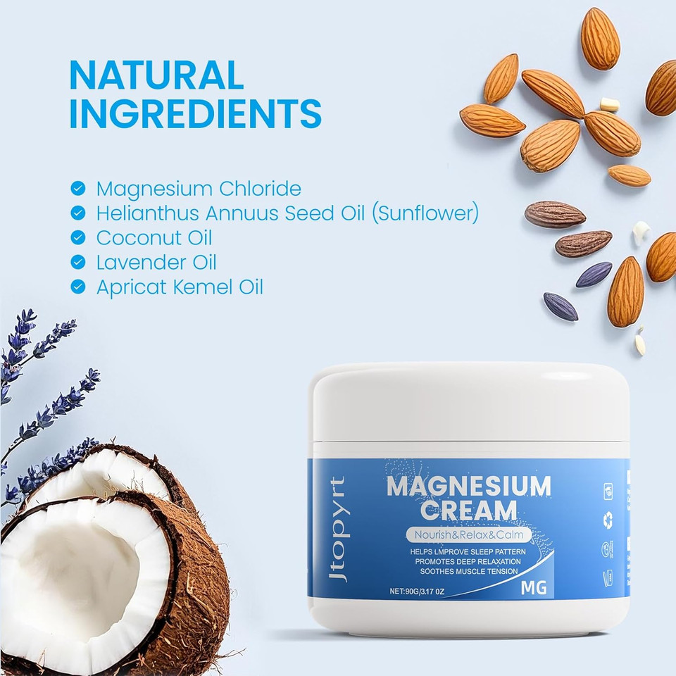 Magnesium Cream For Sleep: Magnesium Lotion Easily Absorbed By Muscles Long Lasting Moisturizing 90G/3.17Oz