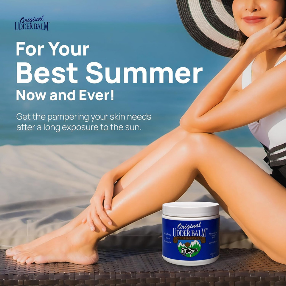 Original Udder Balm Tube - Made In Usa - Lemon Scent Moisturizer Cream For Dry, Cracked Skin, 3 Oz