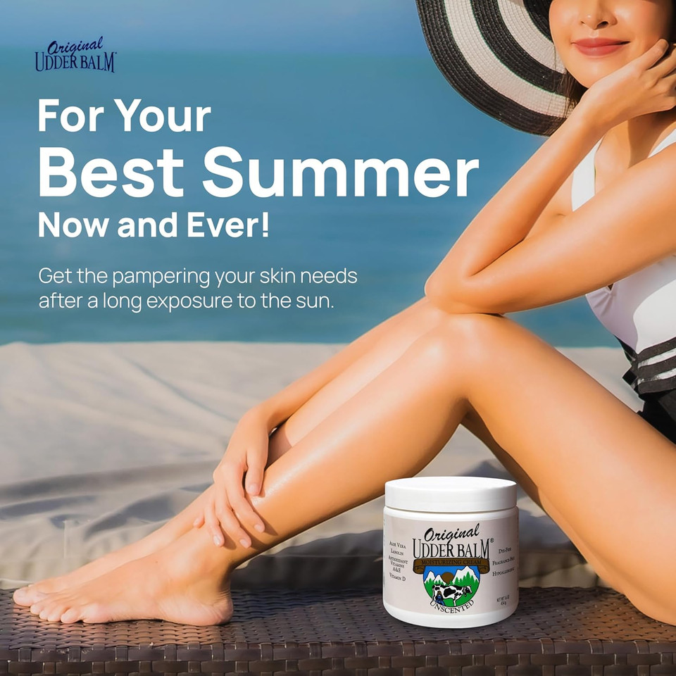 Original Udder Balm Unscented Jar - Made In Usa - Hypoallergenic Moisturizer Cream For Dry, Cracked Skin, 16 Oz