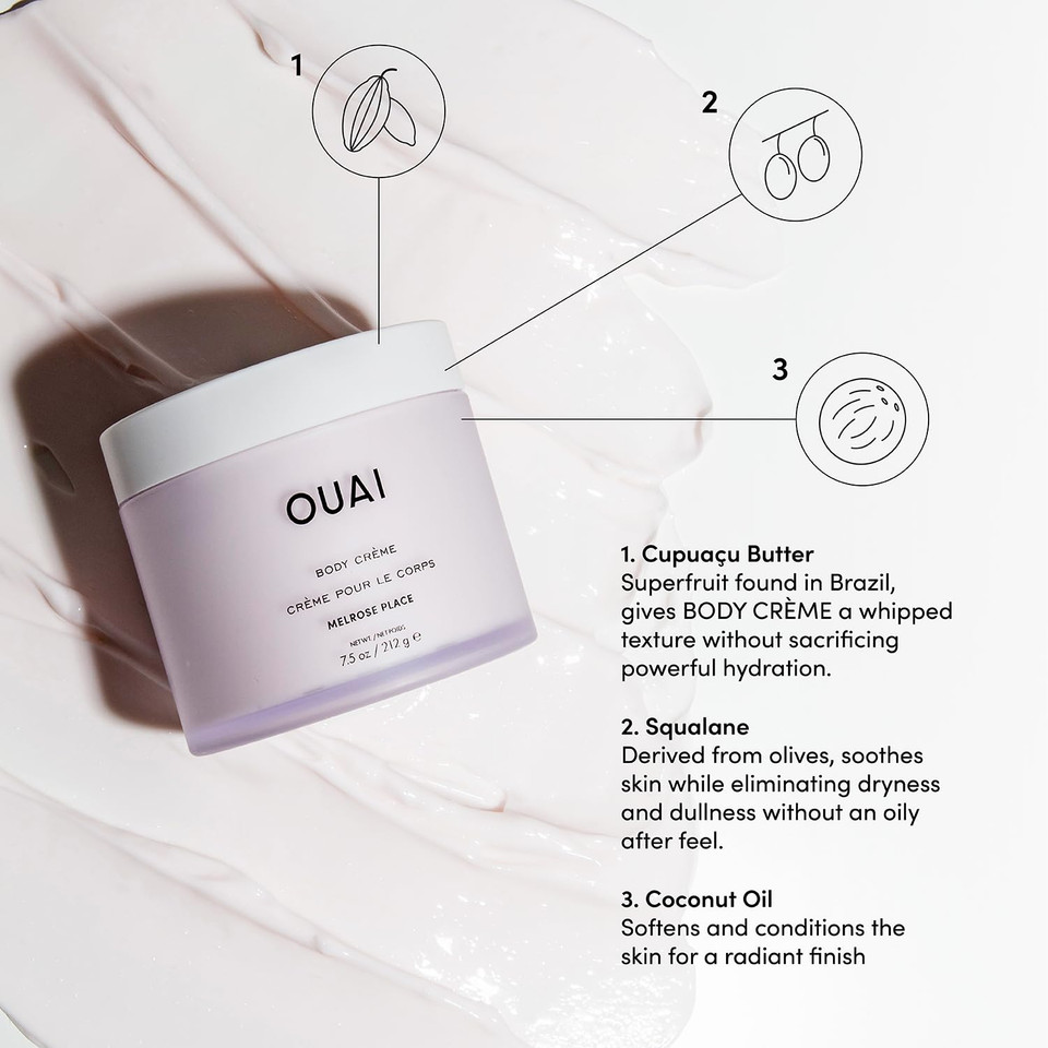 Ouai Body Cream Travel Size, Melrose Place - Hydrating Whipped Body Cream With Cupuaçu Butter, Coconut Oil & Squalane - Softens Skin And Delivers Healthy-Looking Glow - Sulfate Free Skin Care (3.4 Oz) Ouai Body Cream Travel Size, Melrose Place - Hydrating Whipped Body Cream With Cupuaçu Butter, Coconut Oil & Squalane - Softens Skin And Delivers Healthy-Looking Glow - Sulfate Free Skin Care (3.4 Oz)