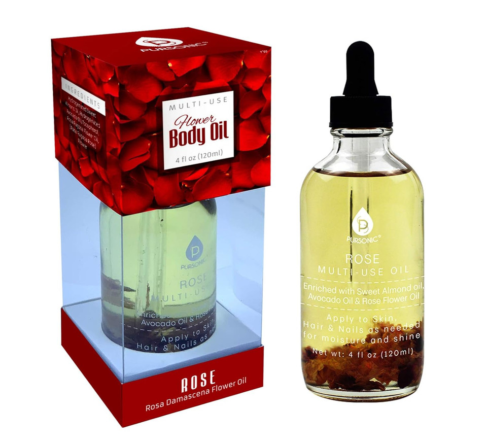 Pursonic Pursonic Multi-Use Flower Body Oils (Rose), 4 Ounces