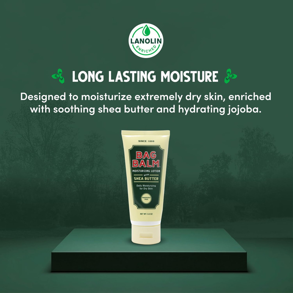 Bag Balm Vermont'S Original Hand & Body Dry Skin Lotion With Shea Butter And Jojoba, Daily Hand Lotion For Dry Hands - Fragrance-Free, Non-Greasy Hand Moisturizer, Tube - 3Oz, 2 Pack