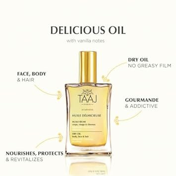 Délhicieuse Dry Beauty Oil | Face, Body & Hair | Nourishes, Protects & Revitalizes | Silky Skin & Repaired Hair | Ayurvedic-Inspired Skincare | 96% Natural Ingredients | Vegan | 3.4 Fl Oz