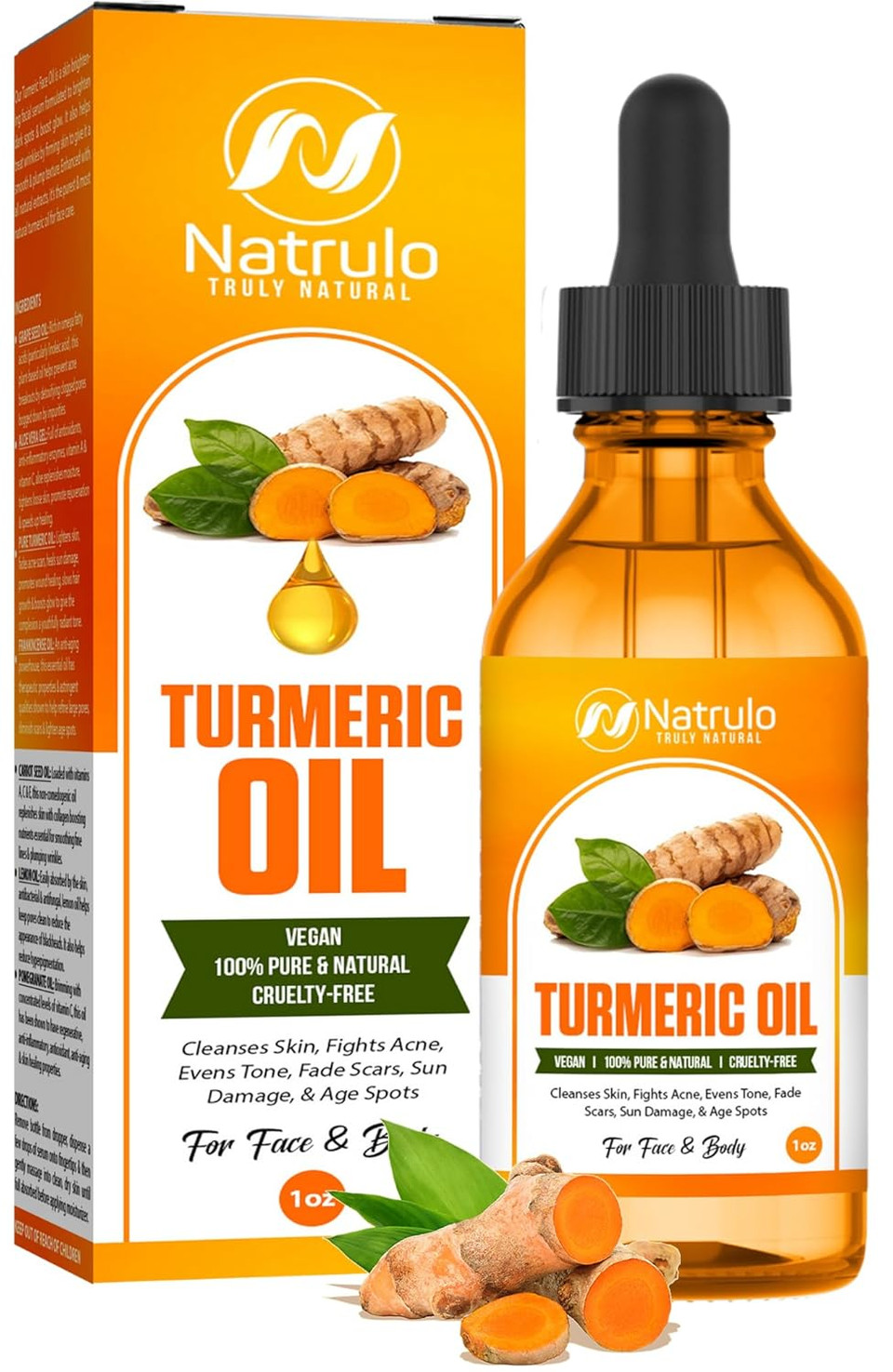 Turmeric Oil  Dark Spot Facial Serum For Face & Body  Natural Skin Brightening Serum & Hyperpigmentation Treatment  Turmeric Glow Serum Cleanses, Fights Acne, Evens Tone, Scars  For All Skin Types