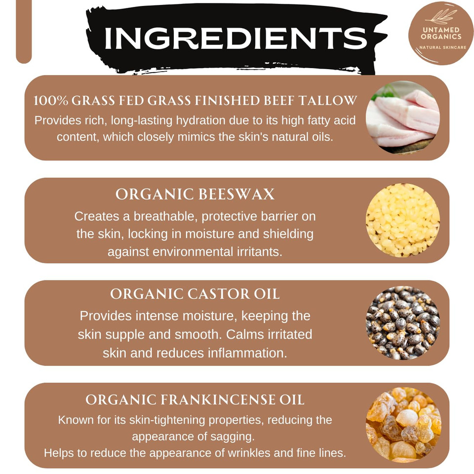 Handmade Tallow, Castor Oil, And Frankincense Oil Skin Balm - 100% Grass-Fed Tallow For Skin Care - Face & Body Moisturizer For Sensitive Skin, Eczema All-Purpose Balm - 2 Fl. Oz Handmade Tallow, Castor Oil, And Frankincense Oil Skin Balm - 100% Grass-Fed Tallow For Skin Care - Face & Body Moisturizer For Sensitive Skin, Eczema All-Purpose Balm - 2 Fl. Oz