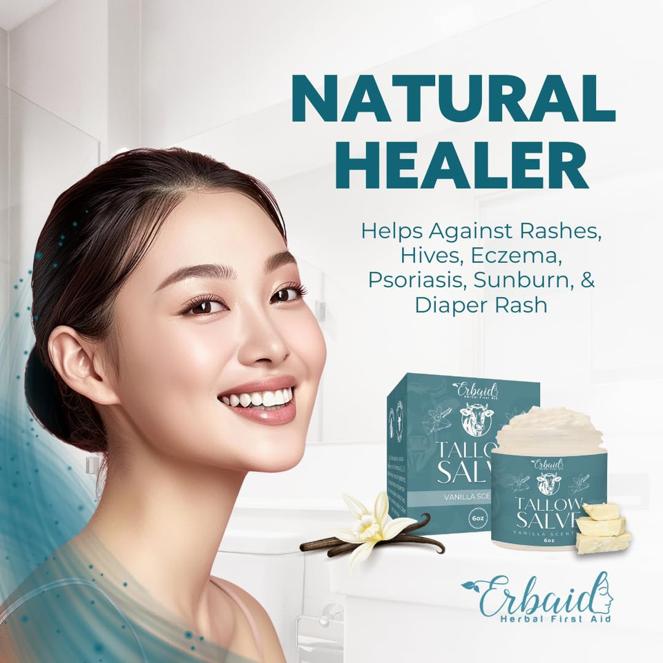 Beef Tallow Salve  All Natural Grass Fed Beef Tallow & Honey All Purpose Balm  Moisturizing Body Salve Great For Eczema, Cracked, Dry, Itchy, Irritated Skin  Skin Repair Skincare Made In Usa