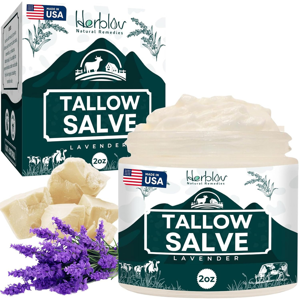 Beef Tallow Salve  All Natural Grass Fed Beef Tallow & Honey All Purpose Balm  Moisturizing Body Salve Great For Eczema, Cracked, Dry, Itchy, Irritated Skin  Skin Repair Skincare Made In Usa