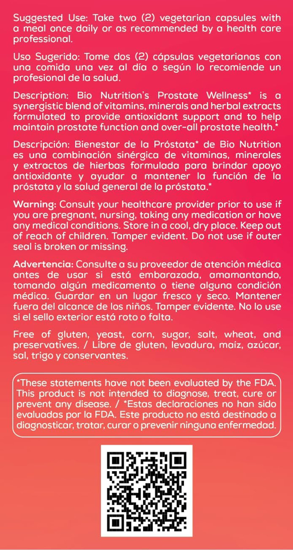 Bio Nutrition Prostate Wellness Support Supplement 60 Vegetarian Capsules | Natural Formula For MenS Health | Promotes Healthy Prostate Function | Supports Urinary Health & Hormonal Balance