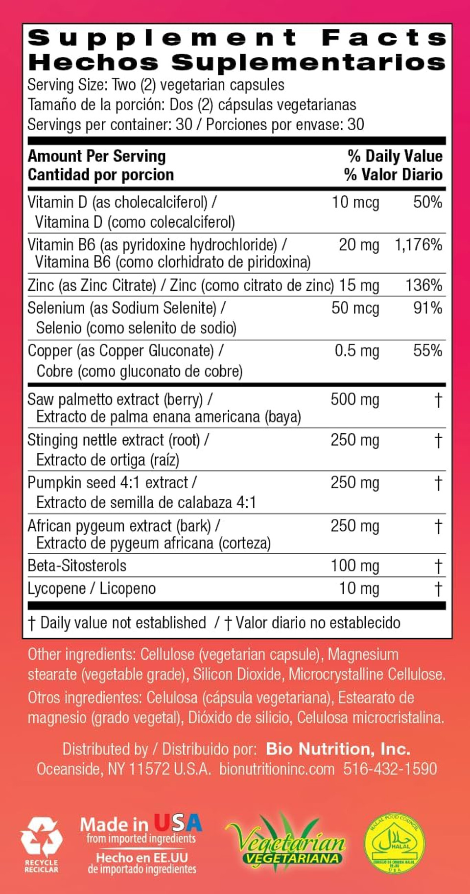 Bio Nutrition Prostate Wellness Support Supplement 60 Vegetarian Capsules | Natural Formula For MenS Health | Promotes Healthy Prostate Function | Supports Urinary Health & Hormonal Balance