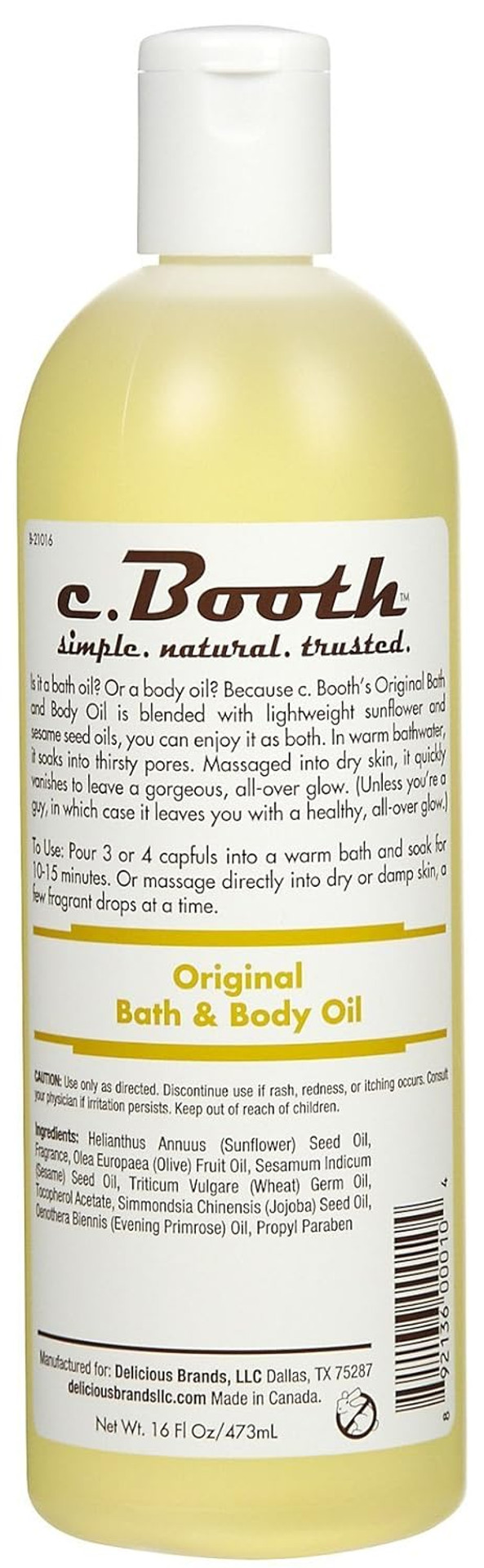 C. Booth Original Bath And Body Oil, 16 Fluid Ounce
