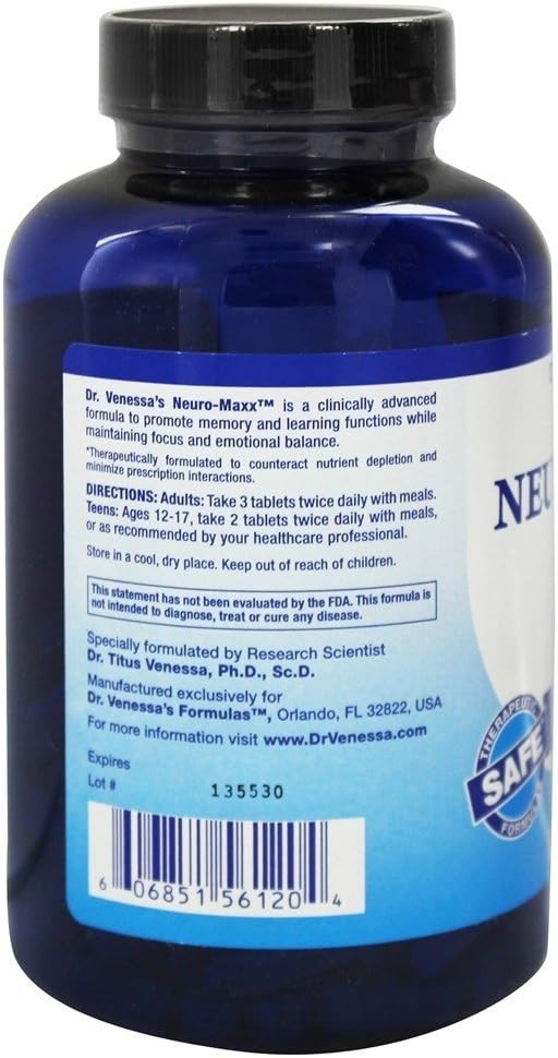 Dr. Venessa'S Formulas Neuro-Maxx Tablets, 120 Count