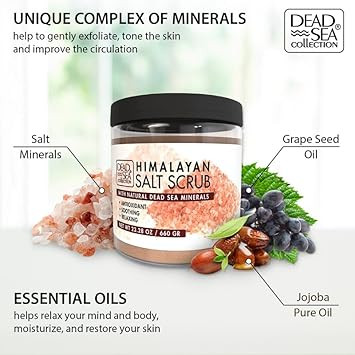 Dead Sea Collection Coffee Scented Salt Body Scrub - Large 23.28 Oz - With Pure Oils And Dead Sea Minerals