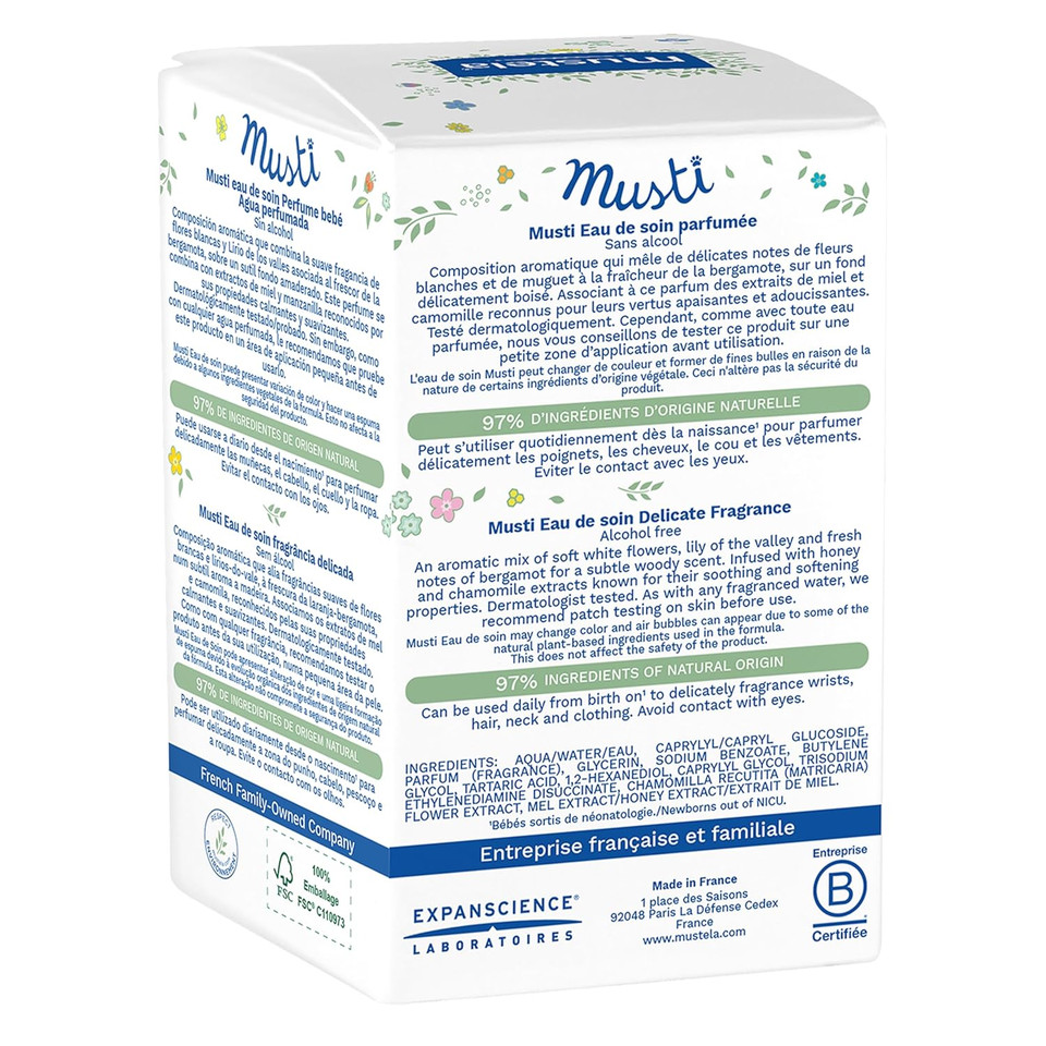 Mustela Musti - Baby Plant-Based Perfume & Cologne Spray - Delicate Fragrance For Boys & Girls - With Chamomile & Honey Extracts - Alcohol Free - 1.69 Fl. Oz