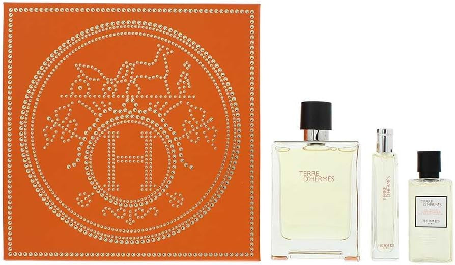 Hermès Men'S Terre D'Hermès Gift Set (Eau De Toilette 3.3 Fl Oz + Shower Gel 1.35 Fl Oz + Eau De Toilette 0.5 Fl Oz)
