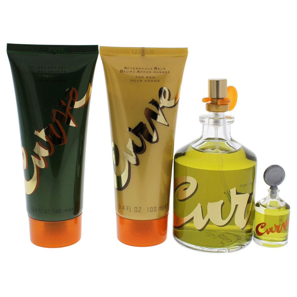 Liz Claiborne Curve 4.2Oz Edc Spray, 0.25Oz Edc Splash, 3.4Oz After Shave Balm, 3.4Oz Shower Gel Men 4 Pc Gift Set