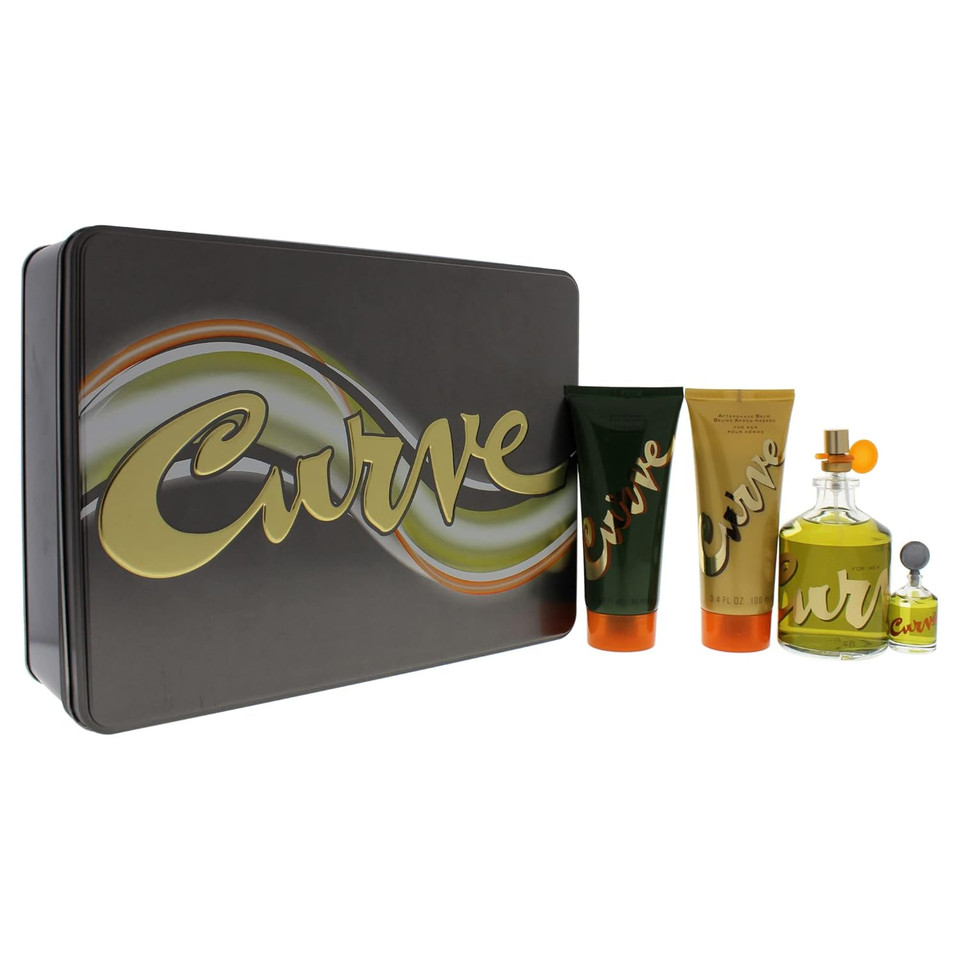 Liz Claiborne Curve 4.2Oz Edc Spray, 0.25Oz Edc Splash, 3.4Oz After Shave Balm, 3.4Oz Shower Gel Men 4 Pc Gift Set