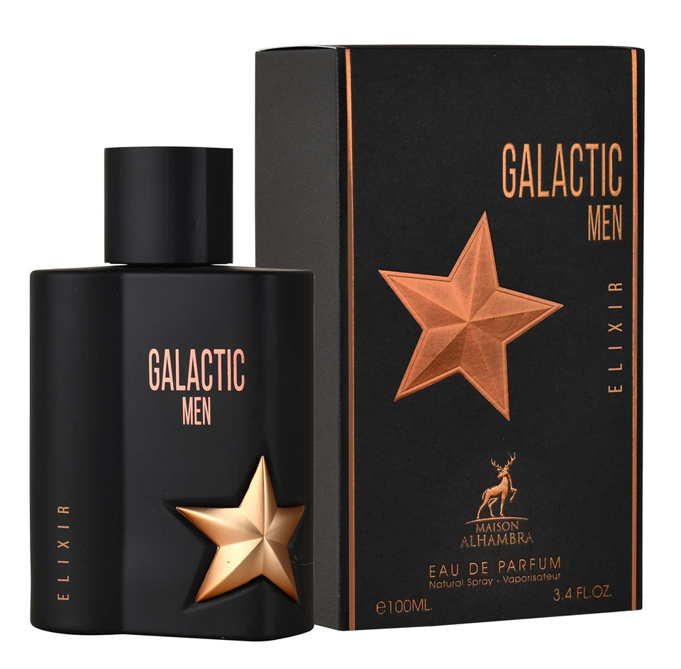 Maison Alhambra Galactic Men Elixir Eau De Parfum Spray - 100Ml (3.4 Oz), Smoky Sweet Blend Of Tobacco, Honey & Amber, Rich Sensual Finish, Long-Lasting Fragrance For Men