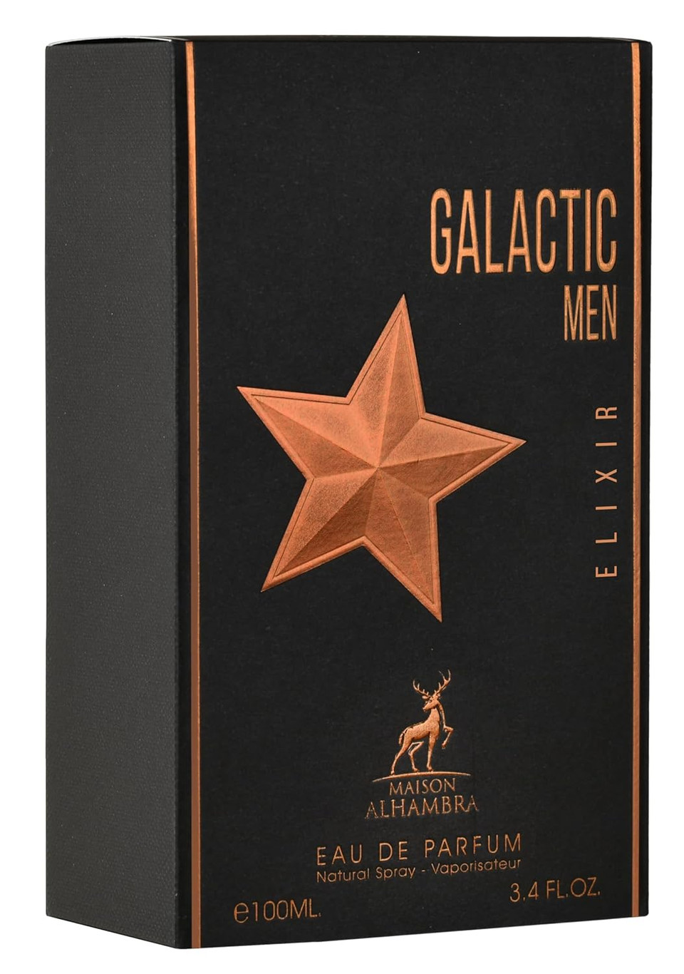 Maison Alhambra Galactic Men Elixir Eau De Parfum Spray - 100Ml (3.4 Oz), Smoky Sweet Blend Of Tobacco, Honey & Amber, Rich Sensual Finish, Long-Lasting Fragrance For Men