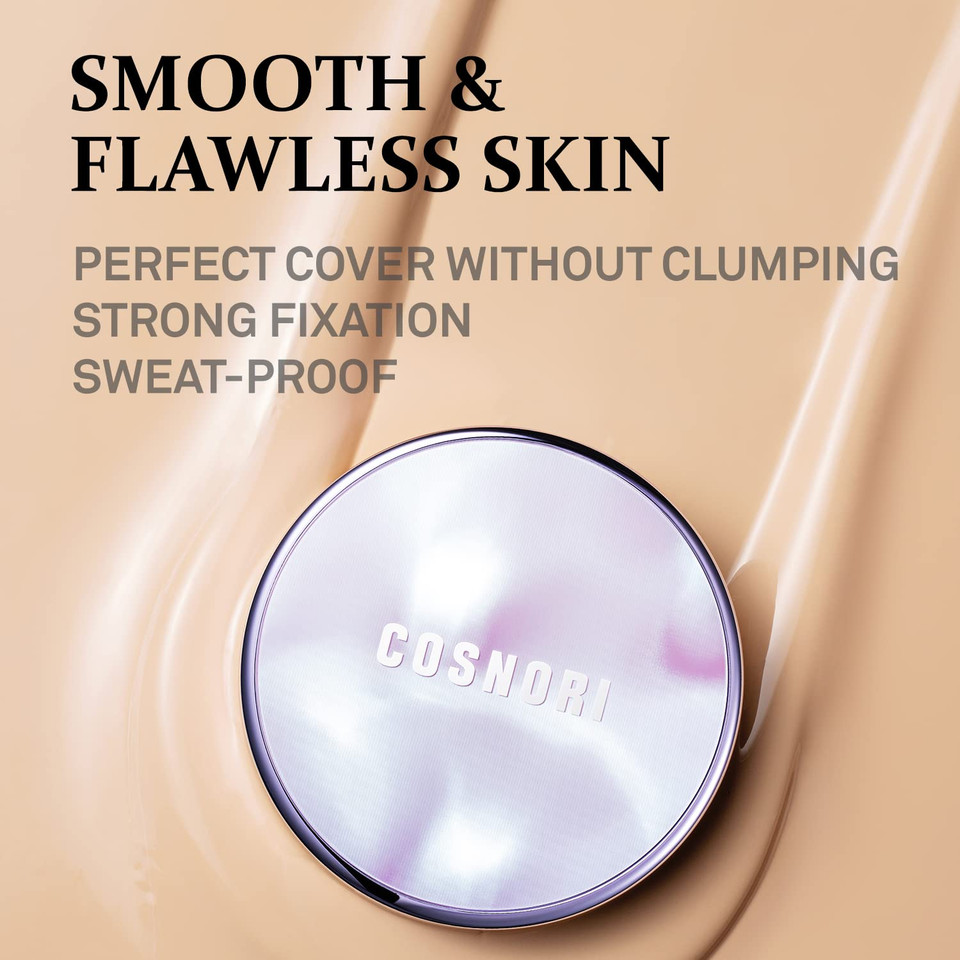 Cosnori Panthenol Barrier Cushion Spf 50+ Pa++++ - Sunscreen Cushion Foundation -Lightweight Formula To Cover Pores & Blemishes  Moisture Dewy Glowing Finish  Long Wearing Formula, 0.41 Fl.Oz. (01 Ivory)01 Ivory)