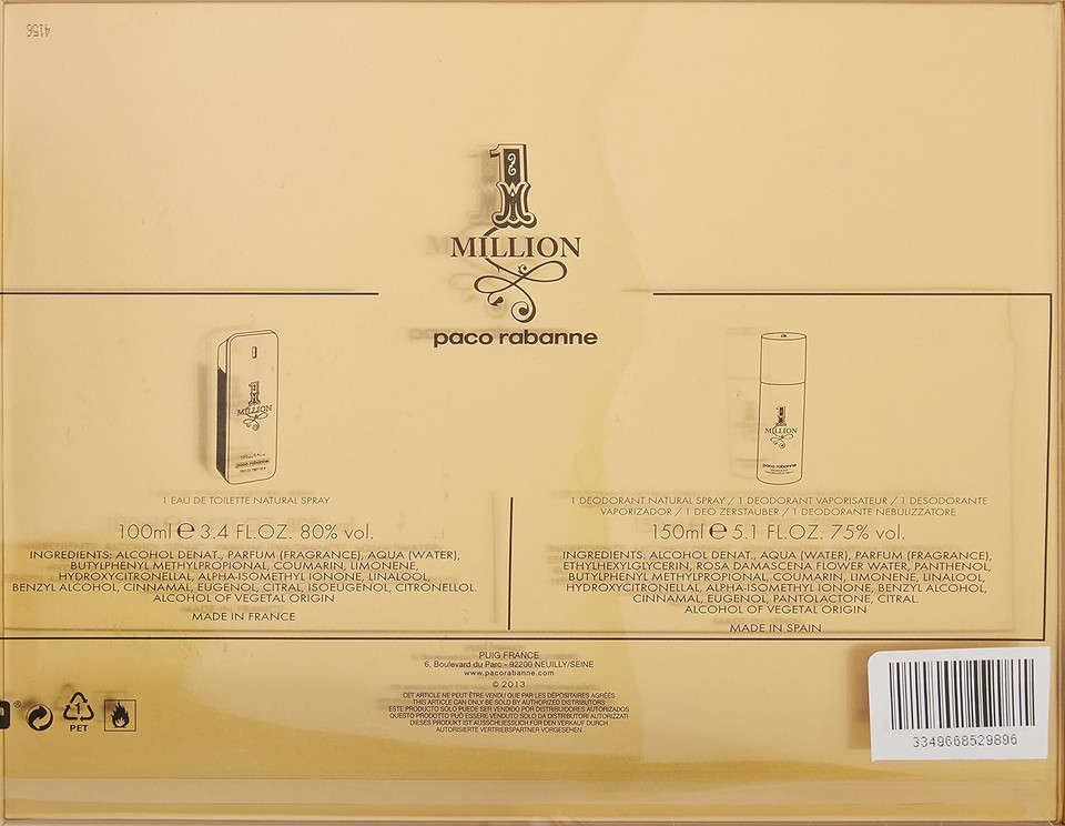Paco Rabanne 1 Million 2 Piece Gift Set For Men