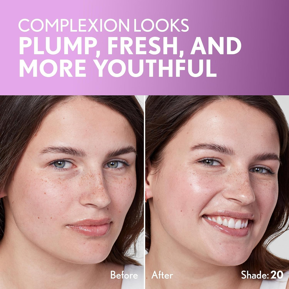 Covergirl Simply Ageless Skin Perfector Essence Foundation, 20 Light, Tinted Skin Perfector, Skincare Makeup Hybrid, Sheer Tint, Radiant Finish, Skin-Like Finish, Vegan Formula, 1.0Oz20 Light