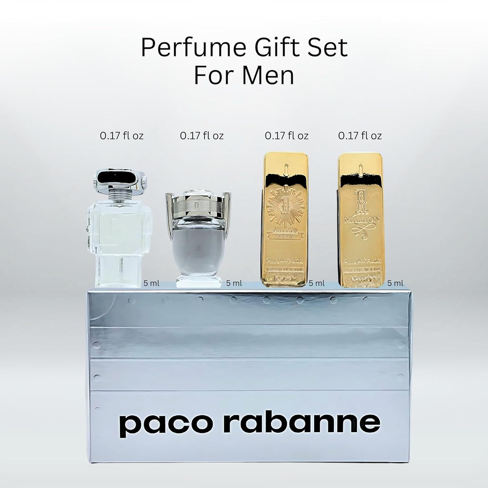 Paco Rabanne Perfume For Men Variety 4 Piece Mini Gift Set