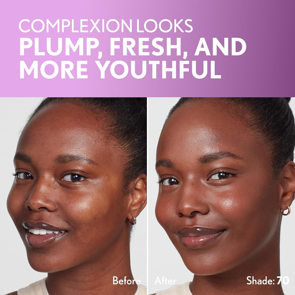 Covergirl Simply Ageless Skin Perfector Essence Foundation, 70 Rich, Tinted Skin Perfector, Skincare Makeup Hybrid, Sheer Tint, Radiant Finish, Skin-Like Finish, Vegan Formula, 1.0Oz70 Rich