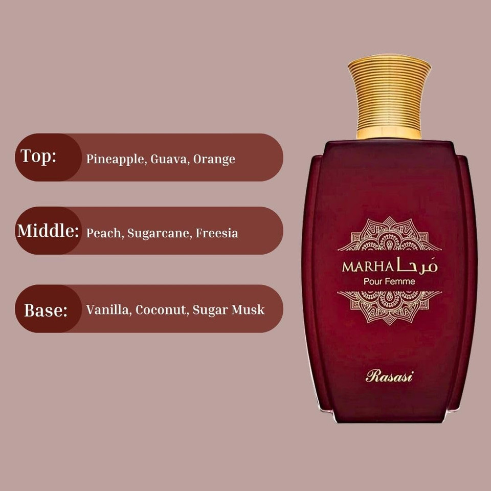Rasasi Marha Eau De Parfum Spray 100Ml (3.38 Oz) Long Lasting Arabian Perfume For Men With Aromatic, Warm And Floral Notes - Captivating And Luxurious Masculine Fragrance For Day-To-Night Wear
