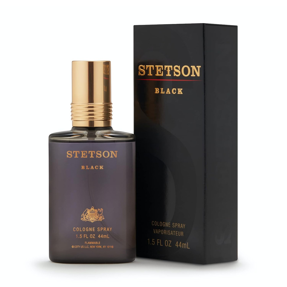 Stetson Black - Cologne For Men - Woody, Dark And Spicy Scent With Fragrance Notes Of Sandalwood, Spices, And Suede - 1.5 Fl Oz