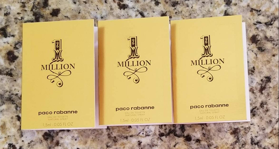 3 Paco Rabanne 1 One Million Men Edt .05 Oz/1.5 Ml Each Spray Sample Vial