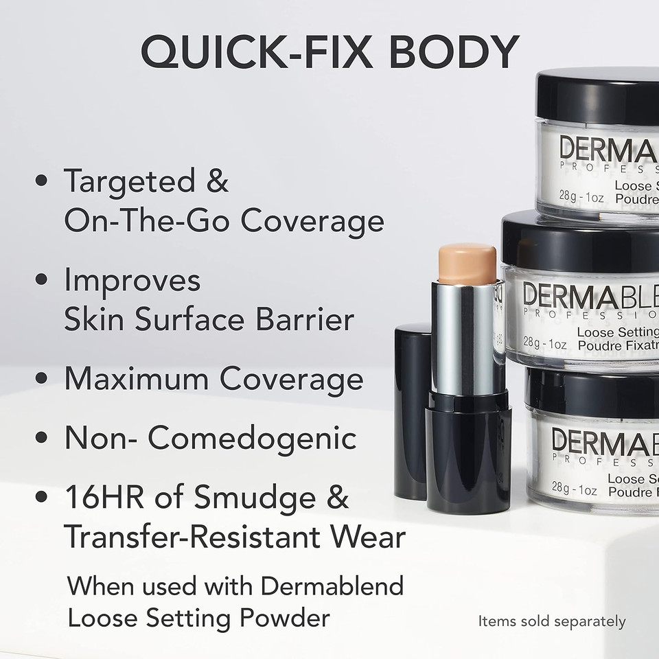 Dermablend Quick-Fix Body Makeup Full Coverage Foundation Stick, Water-Resistant Body Concealer For Imperfections & Tattoos, 0.42 Oz10C Nude: For Fair Skin With Cool Undertones Dermablend Quick-Fix Body Makeup Full Coverage Foundation Stick, Water-Resistant Body Concealer For Imperfections & Tattoos, 0.42 Oz10C Nude: For Fair Skin With Cool Undertones