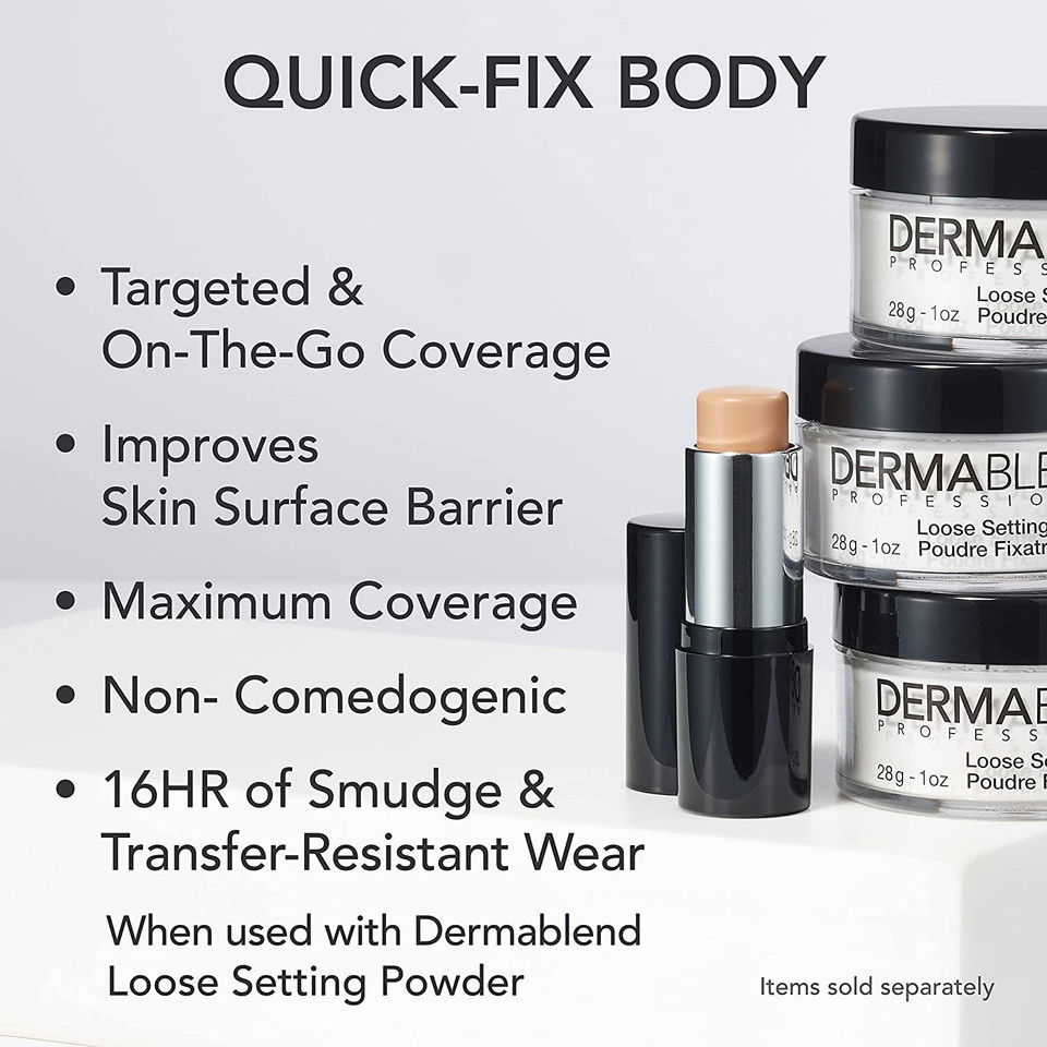 Dermablend Quick-Fix Body Makeup Full Coverage Foundation Stick, Water-Resistant Body Concealer For Imperfections & Tattoos, 0.42 Oz50C Honey: For Tan Skin With Cool Undertones