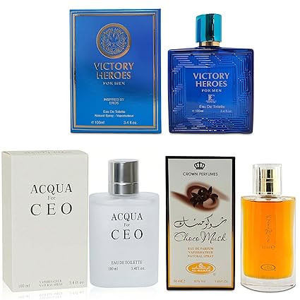 3Pack Men Colognes Choco Musk&Aqua Ceo&Victory Heroes Eau De Parfume Spray With Woody Floral & Fruity Scent Perfume Gift Set Day To Night Luxury Fragrances