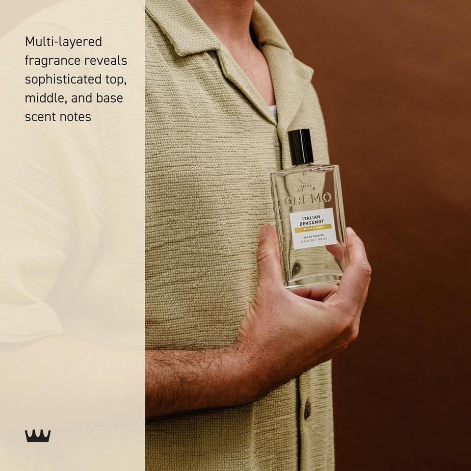 Cremo Cologne For Men - Palo Santo Mens Cologne Spray - A Combination Of Bright Cardamom, Dry Papyrus And Aromiatic Palo Santo, Fragrances For Men, 3.4 Fl Oz