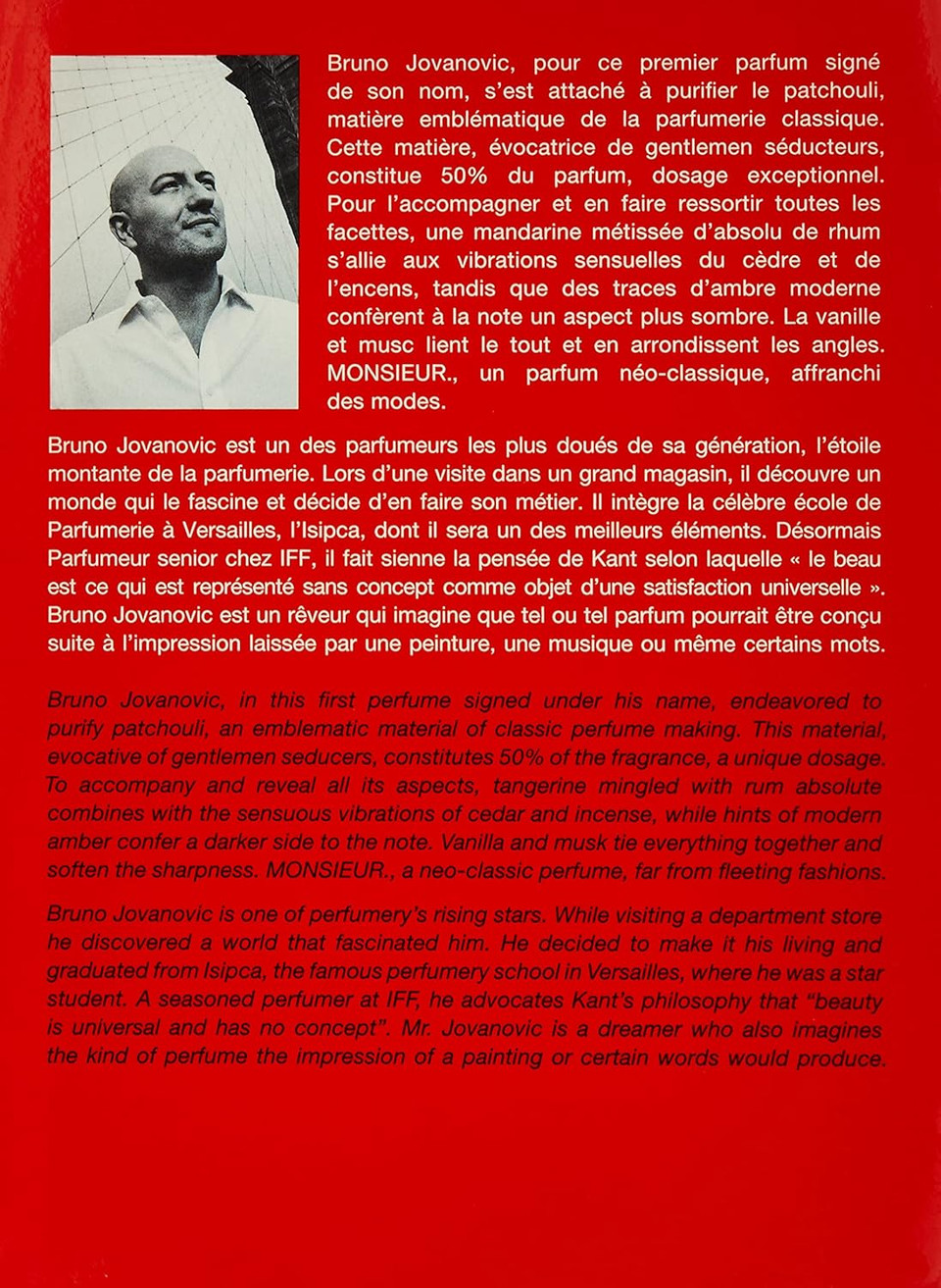 Frederic Malle - Bruno Jovanovic - Monsieur For Men 3.4 Ounce 100Ml Nib 2015 Year