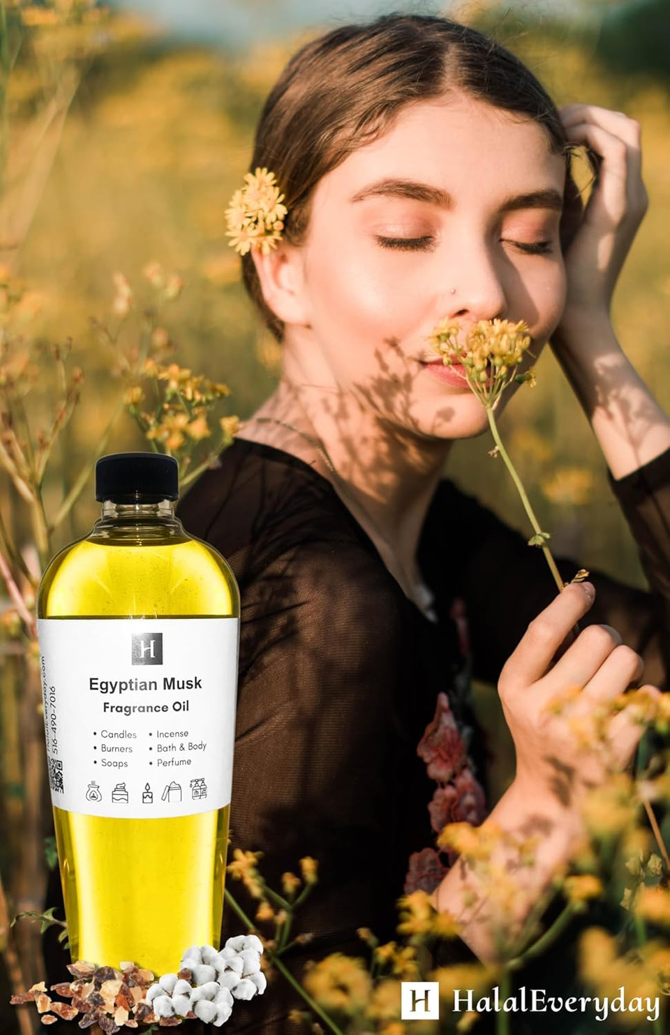 Halaleveryday Egyptian Musk Perfume Body Oil Luxurious Fragrance For All-Day Elegance Skin Soothing Gentle Long-Lasting Aerosol Free All Naturalscent 8Oz Bottle