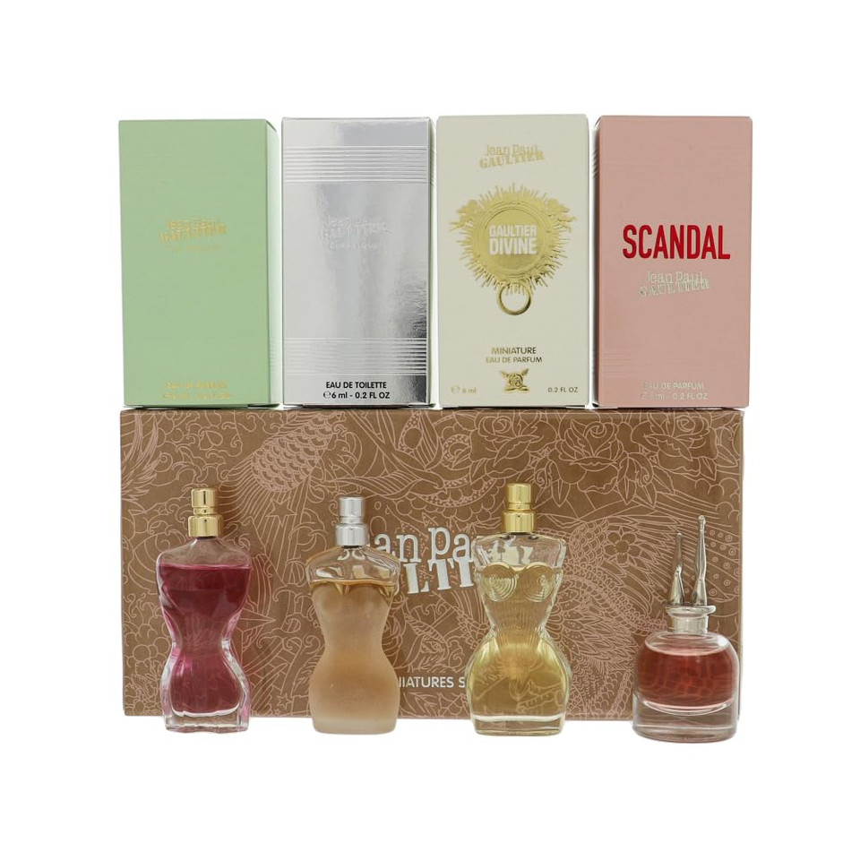 Jean Paul Gaultier 4-Piece Miniature Set For Women, (La Belle, Scandal, Classique, Divine)