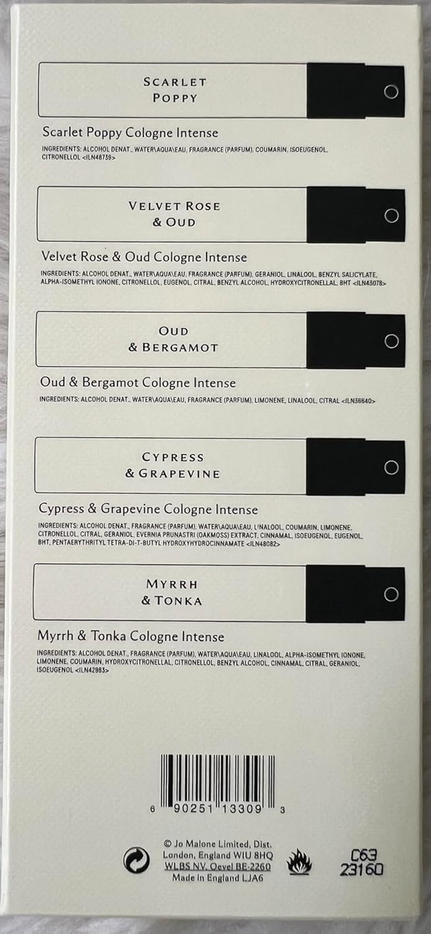 Jo Malone Cologne Intense Discovery Collection 5 Mini Perfume * 1.5Ml Each