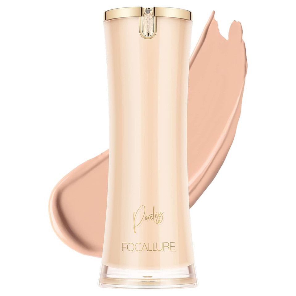 Focallure Perfectbase Lasting Poreless Liquid Foundation, Medium To Full Coverage With Matte Finish, Covers Blemishes & Under-Eye Circles For All Skin Types, Cp03 Silk01 Cp03 Silk