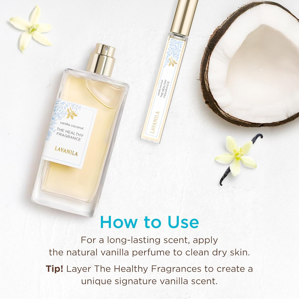 Lavanila Vanilla Coconut Perfume For Women 1.7 Fl Oz - Tropical Coconut, Tahitian Tiare Flower & Warm Vanilla Fragrance, Clean And Natural Eau De Parfum Made In Usa