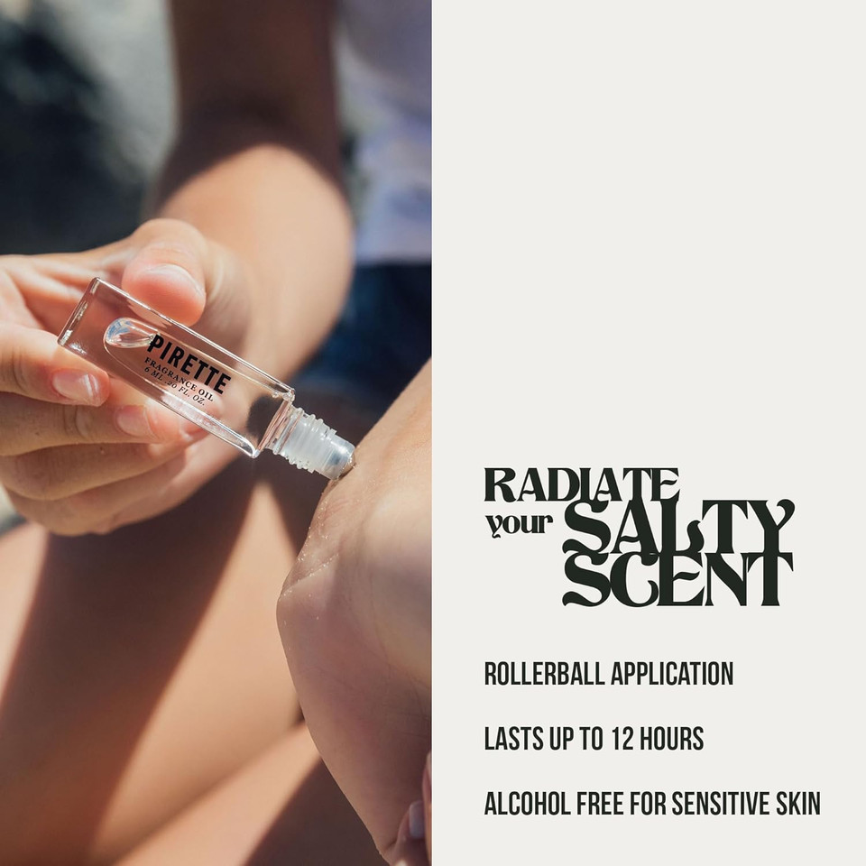 Pirette Mini Fragrance Oil Roll On Duo Set Evening Glass Fragrance Oils, Beach-Inspired, Long Lasting Perfume Oil Set, Travel Size Perfume, 2 X 0.25 Fl Oz