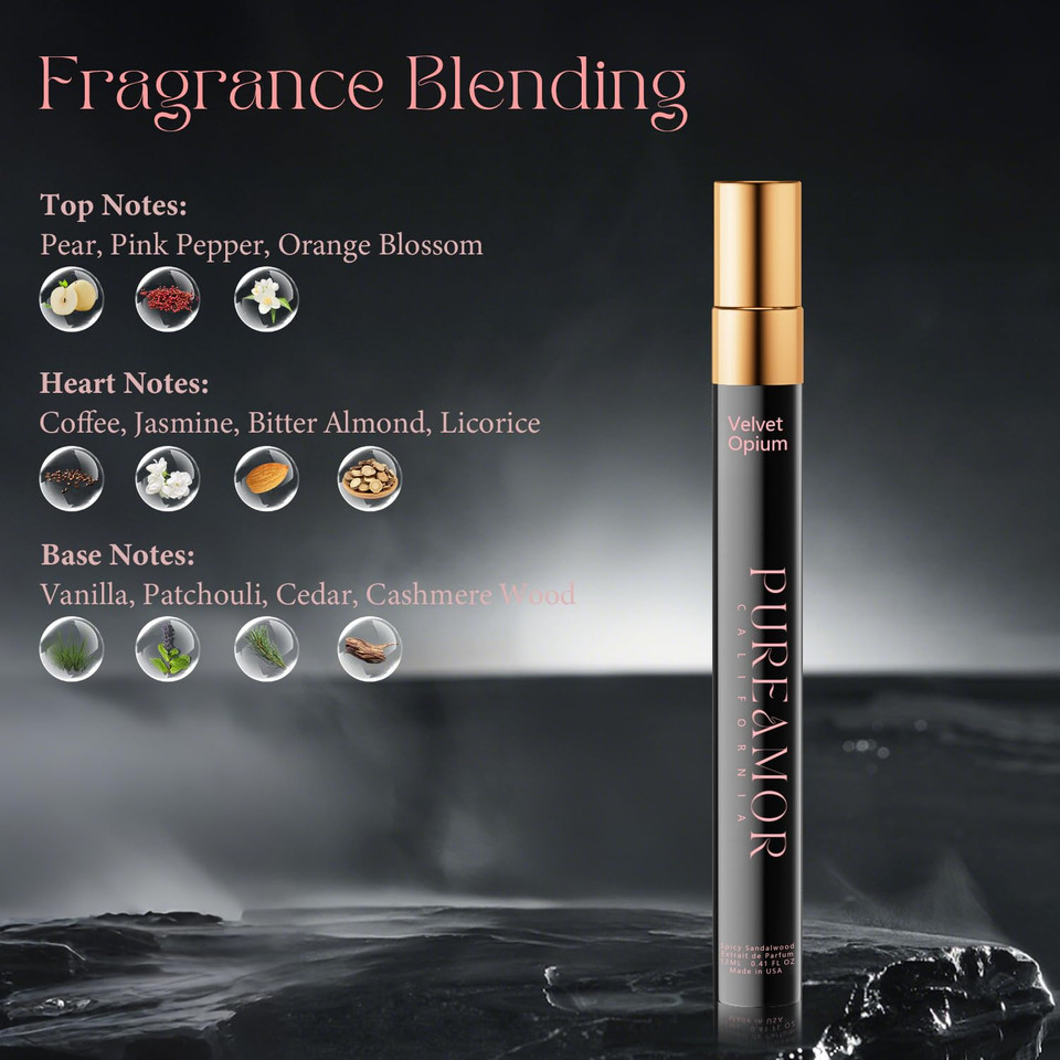 Pheromones Perfumes For Women, Amber Vanilla Perfume, Long Lasting Eau De Parfum Cologne, Enhanced Scents Pheromone Cologne For Men&Women, 0.41 Fl.Oz Travel Size Perfumes Spray (Velvet Opium)