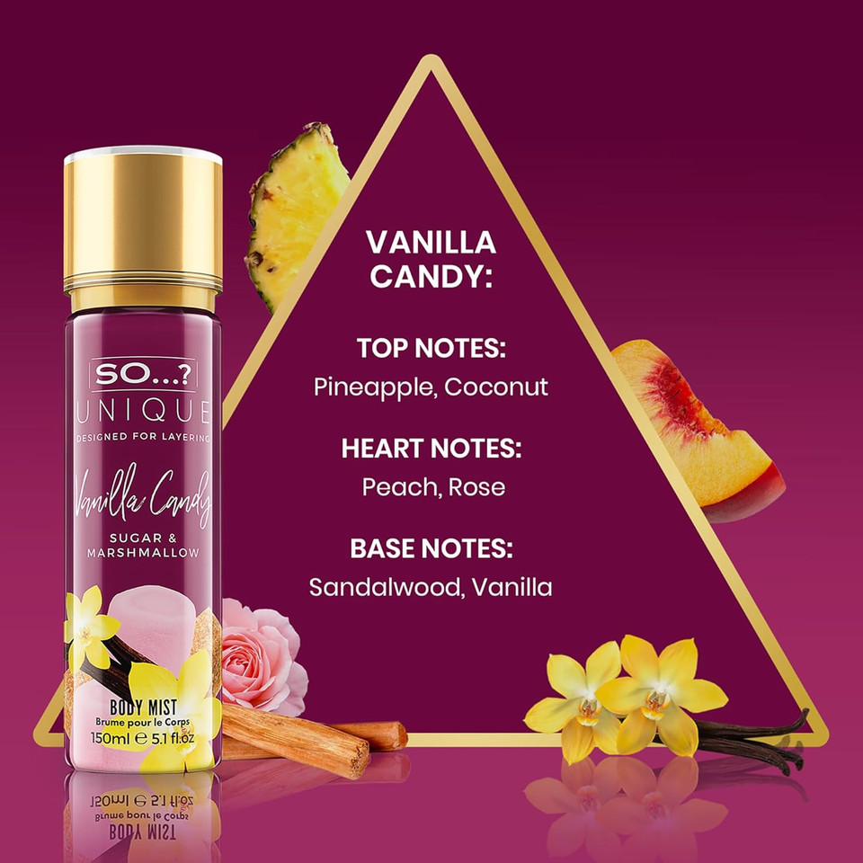So...? Unique Coral Daisy Body Mist - Perfume For Women - Gourmand Fruity Vanilla Perfume - Gifts- Body Spray For Women - 5.1 Oz