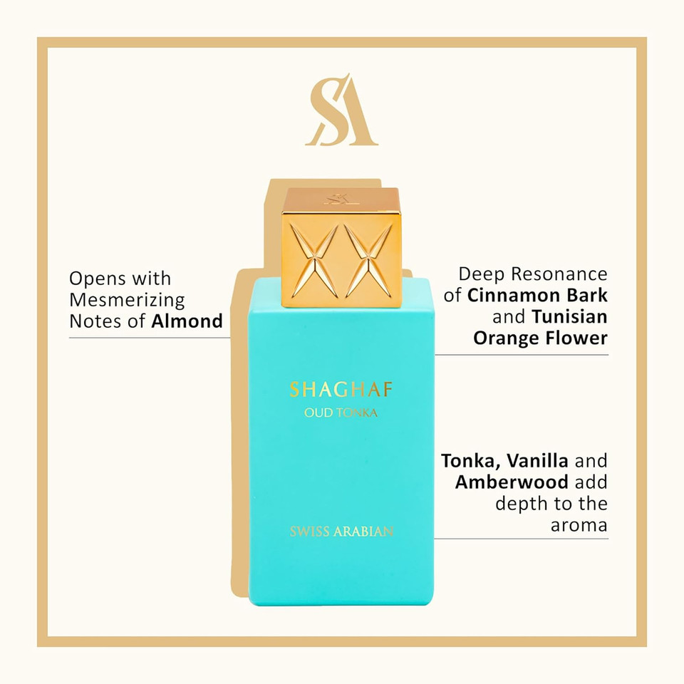 Swiss Arabian Shaghaf Oud Tonka - Vanilla Perfume With Warm Amber Fragrance - Earthy And Woody Allure - Enchanting Fusion Of Arabic Perfume - 2.5 Oz