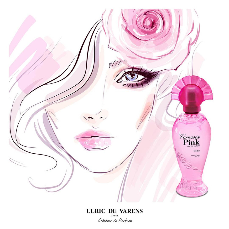 Ulric De Varens Varensia Pink Eau De Parfum For Women- Gourmand, Fruity, Floral Scent - Notes Of Blackcurrant, Rose, Raspberry, & Vanilla- Fruity & Floral- 1.70 Fl Oz