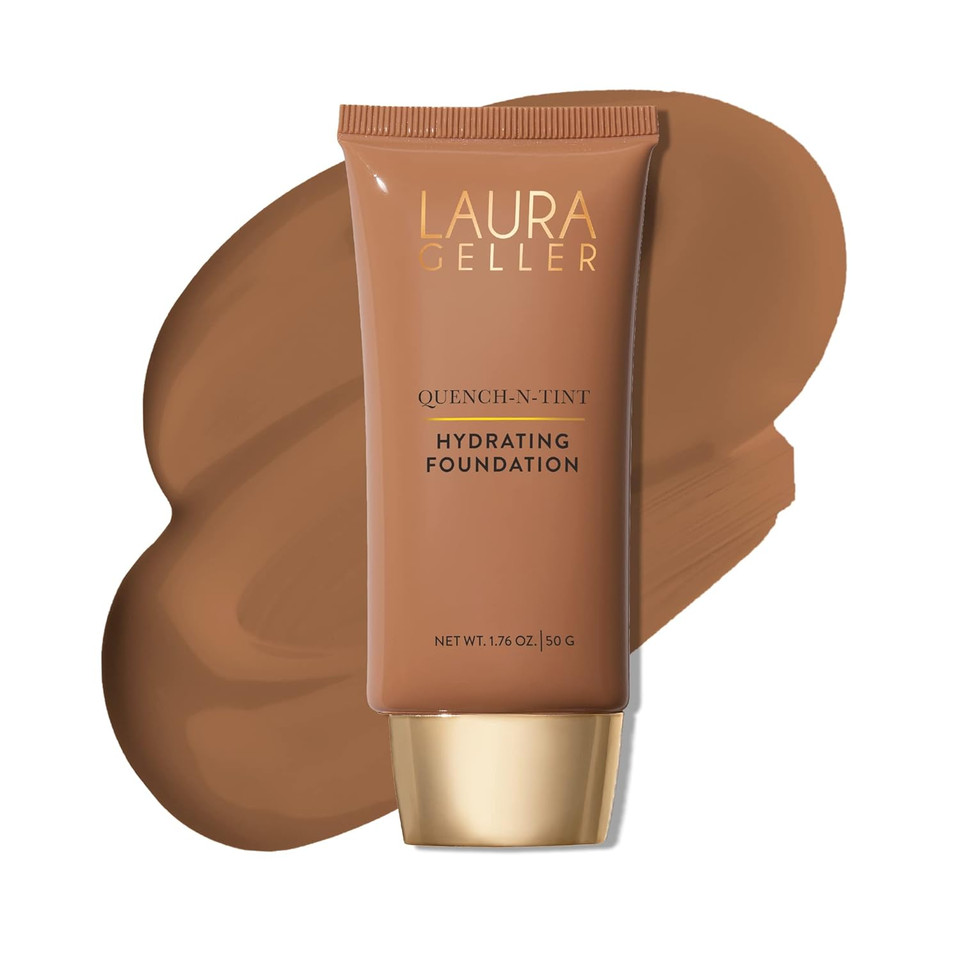 LAURA GELLER NEW YORK Quench-n-Tint Hydrating Foundation - Deep - Sheer to Light Buildable Coverage - Natural Glow Finish - Lightweight Formula with Hyaluronic Acid05 Deep