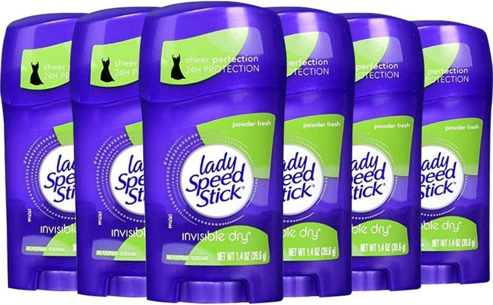 Lady Speed Stick Invisible Dry 24 Hour Powder Fresh, 1.4 Oz (6 Pieces)